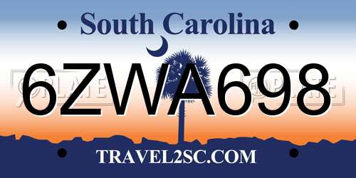 6ZWA698 South Carolina License Plate
