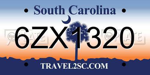 6ZX1320 South Carolina License Plate