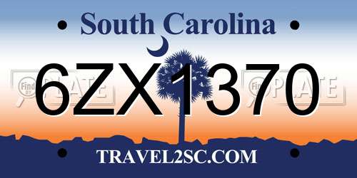 6ZX1370 South Carolina License Plate