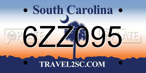 6ZZ095 South Carolina License Plate