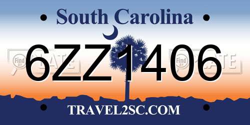 6ZZ1406 South Carolina License Plate