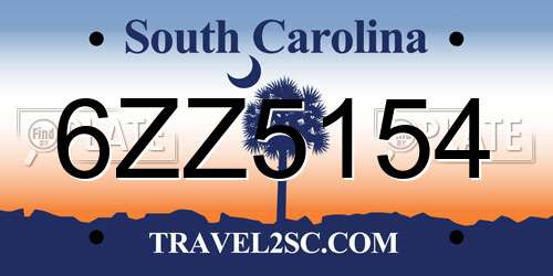 6ZZ5154 South Carolina License Plate