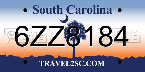 6ZZ8184 South Carolina License Plate