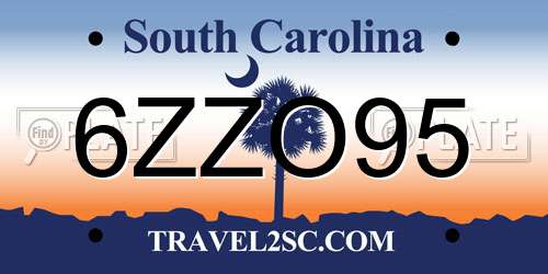 6ZZO95 South Carolina License Plate