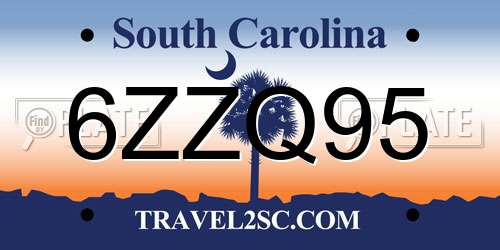 6ZZQ95 South Carolina License Plate