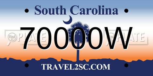 70000W South Carolina License Plate