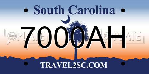 7000AH South Carolina License Plate