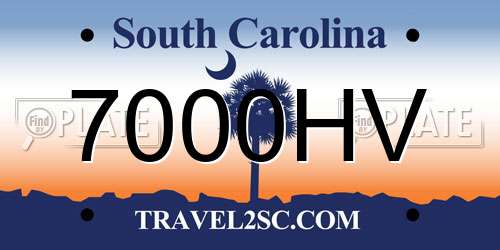 7000HV South Carolina License Plate