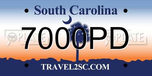 7000PD South Carolina License Plate