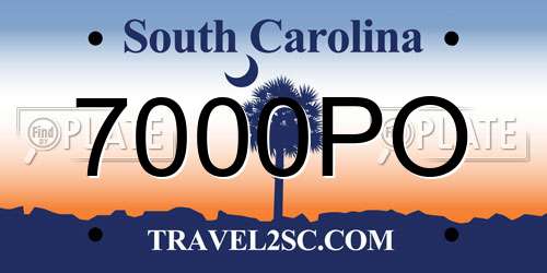 7000PO South Carolina License Plate