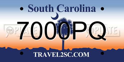 7000PQ South Carolina License Plate