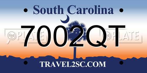 7002QT South Carolina License Plate