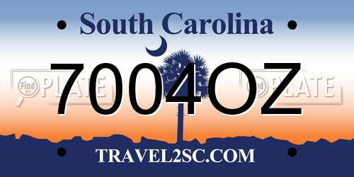 7004OZ South Carolina License Plate