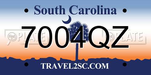 7004QZ South Carolina License Plate