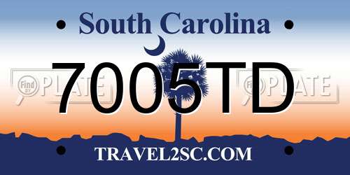 7005TD South Carolina License Plate