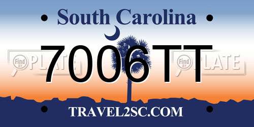 7006TT South Carolina License Plate