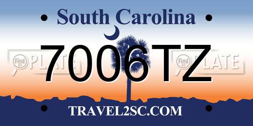 7006TZ South Carolina License Plate