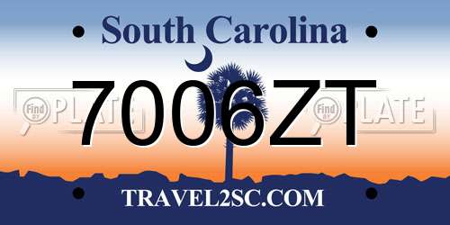 7006ZT South Carolina License Plate