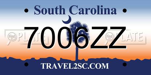 7006ZZ South Carolina License Plate
