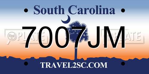 7007JM South Carolina License Plate