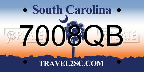 7008QB South Carolina License Plate