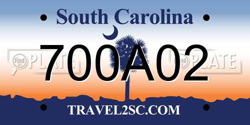 700A02 South Carolina License Plate