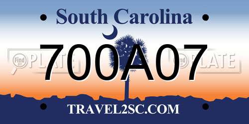 700A07 South Carolina License Plate