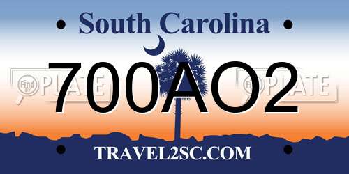 700AO2 South Carolina License Plate