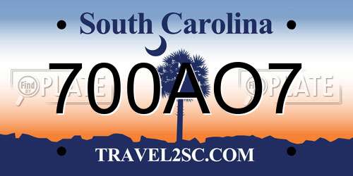 700AO7 South Carolina License Plate