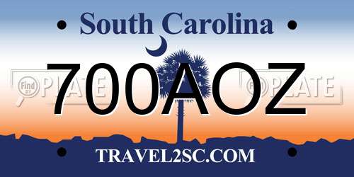 700AOZ South Carolina License Plate