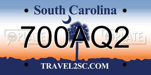 700AQ2 South Carolina License Plate