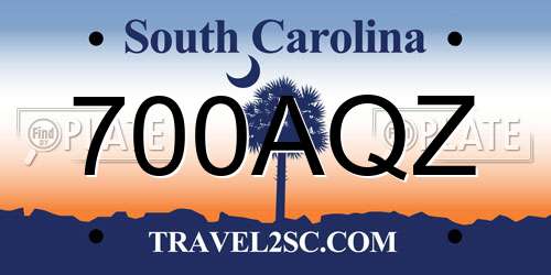 700AQZ South Carolina License Plate