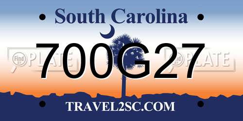 700G27 South Carolina License Plate