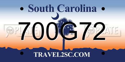 700G72 South Carolina License Plate