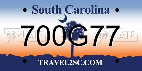 700G77 South Carolina License Plate