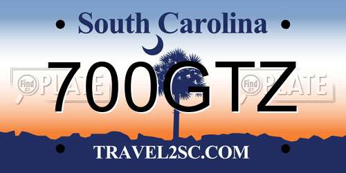700GTZ South Carolina License Plate