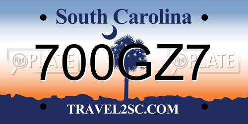 700GZ7 South Carolina License Plate