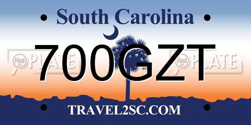700GZT South Carolina License Plate