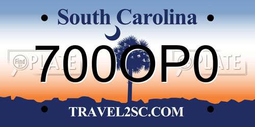 700OP0 South Carolina License Plate