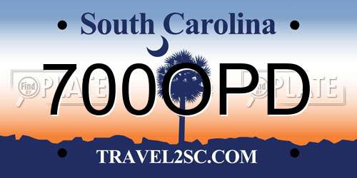 700OPD South Carolina License Plate