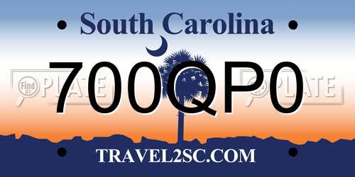 700QP0 South Carolina License Plate