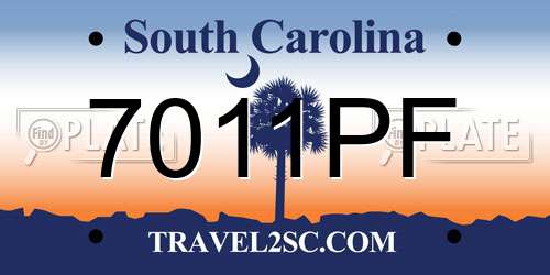 7011PF South Carolina License Plate