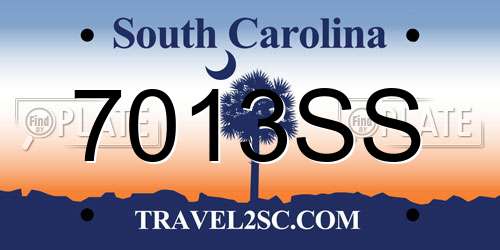 7013SS South Carolina License Plate