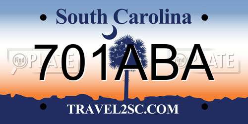 701ABA South Carolina License Plate