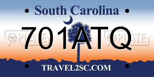 701ATQ South Carolina License Plate