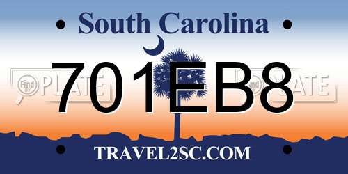 701EB8 South Carolina License Plate