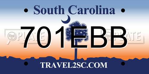 701EBB South Carolina License Plate