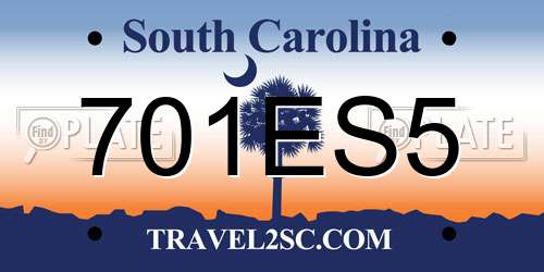 701ES5 South Carolina License Plate