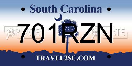 701RZN South Carolina License Plate