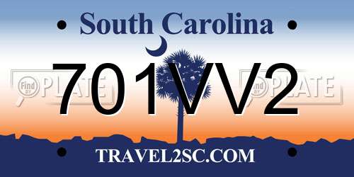 701VV2 South Carolina License Plate